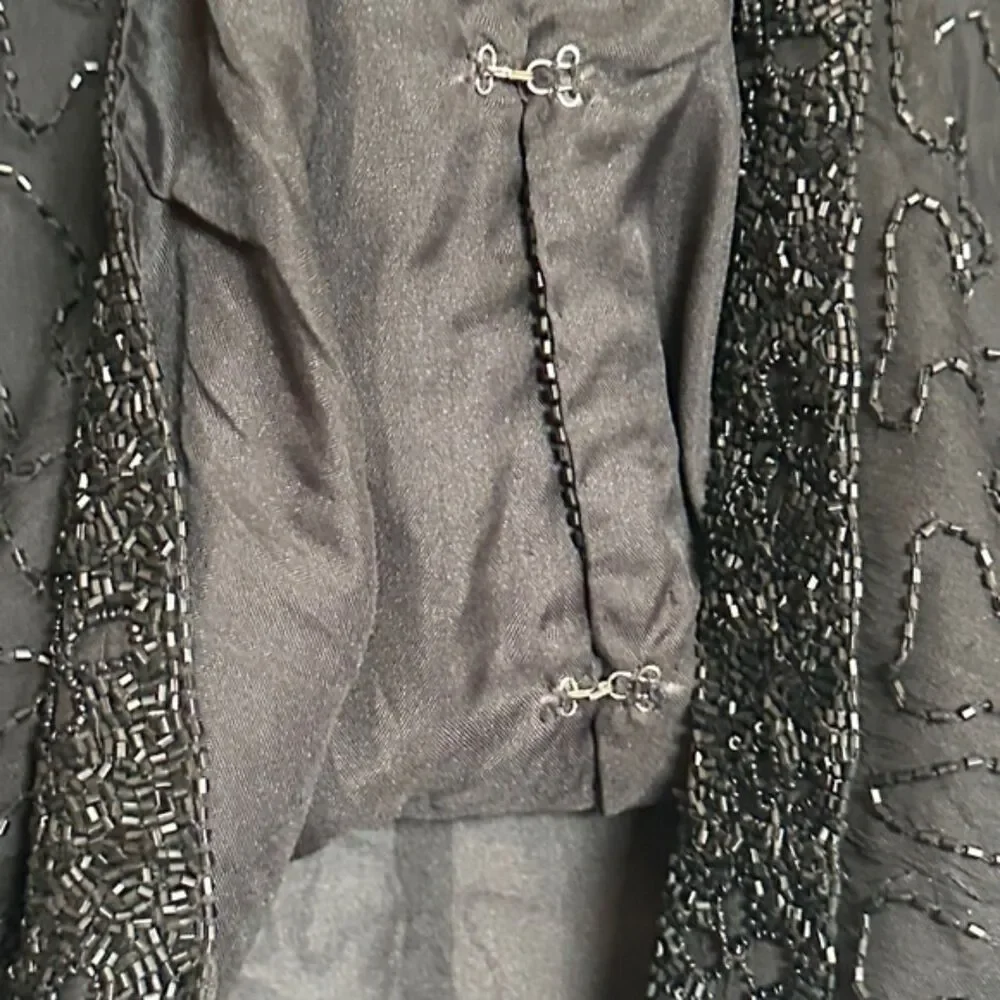Vintage Silky Nites NY Beaded Pure Silk Blouse Jacket Small Formal Cocktail 90s